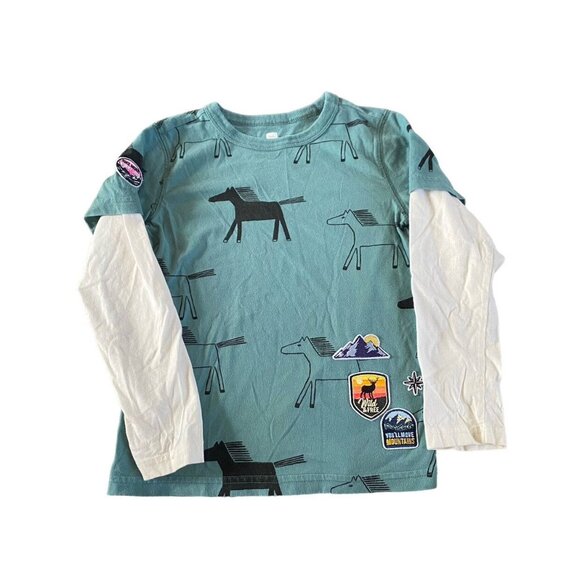 Tea Collection Other - Tea Collection Horses Layered Tee Size 6 Patches Added
